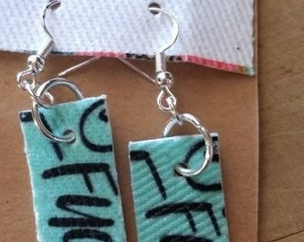 F bomb Earrings / Dangle Textile Jewelry