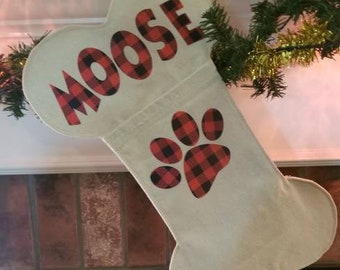 Large Dog Bone Pet Christmas Stocking / Personalized Pet Toy holder / Gift Ideas For Dogs