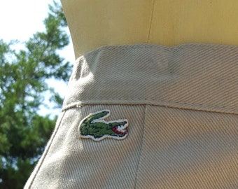 Vintage Khaki Skirt /  Lacoste IZOD / Khaki Wrap Around Skirt / Alligator Skirt / Vintage Designer Clothing / Preppy Skirt / School Uniform