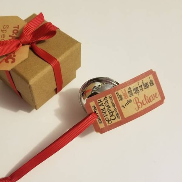 The Bell Still Rings for those who Truly Believe / Gift Box / Stocking Stuffer / Polar Express Quote / place setting / office gift