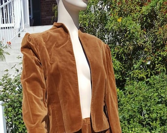 Vintage Velour 60's Rust Jacket and Skirt Suit by Thermo Jac