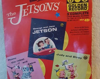 THE JETSONS 45 RPM Record / 3 on 1 Golden Record / Hanna Barbers/ Cartoon Music / Children's Record