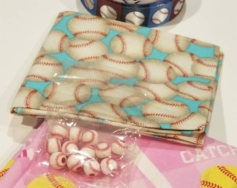 Baseball Fabric / Softball Fabric / Grosgrain Ribbon / Baseball Beads / Baseball Theme Bundle