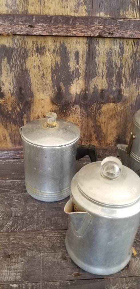 Vintage Chilton Ware Aluminum 14-cup Coffee Pot Black Handle