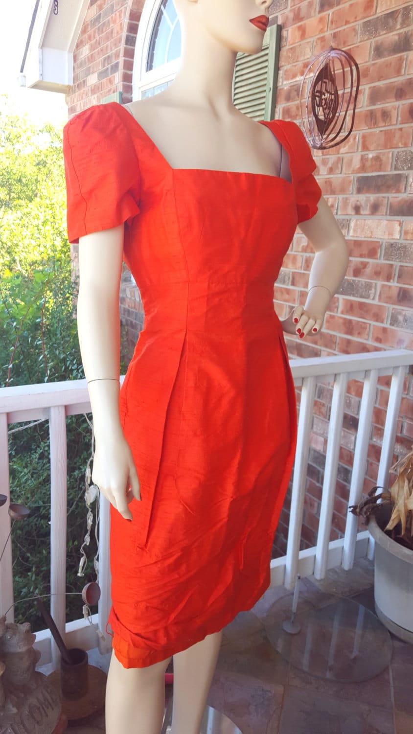 ORANGE Fitted Dress / Gillian Orange Silk Dress