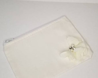 Ivory Mini Clutch / Makeup Bag / Flower Girl Handbag