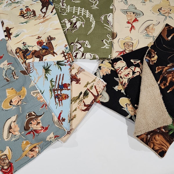 Cowboy Burp Cloths / Western Theme Burp Cloth Set of 3 / Baby Shower Gift / Cowboy Burp Pad / Western Burp Pads