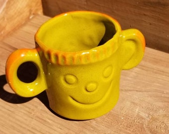 Vintage Ceramic Frankenstein Mug / Halloween Gift / Pencil Holder / Cup / Antique Ceramics / Clay Folk Art Mug