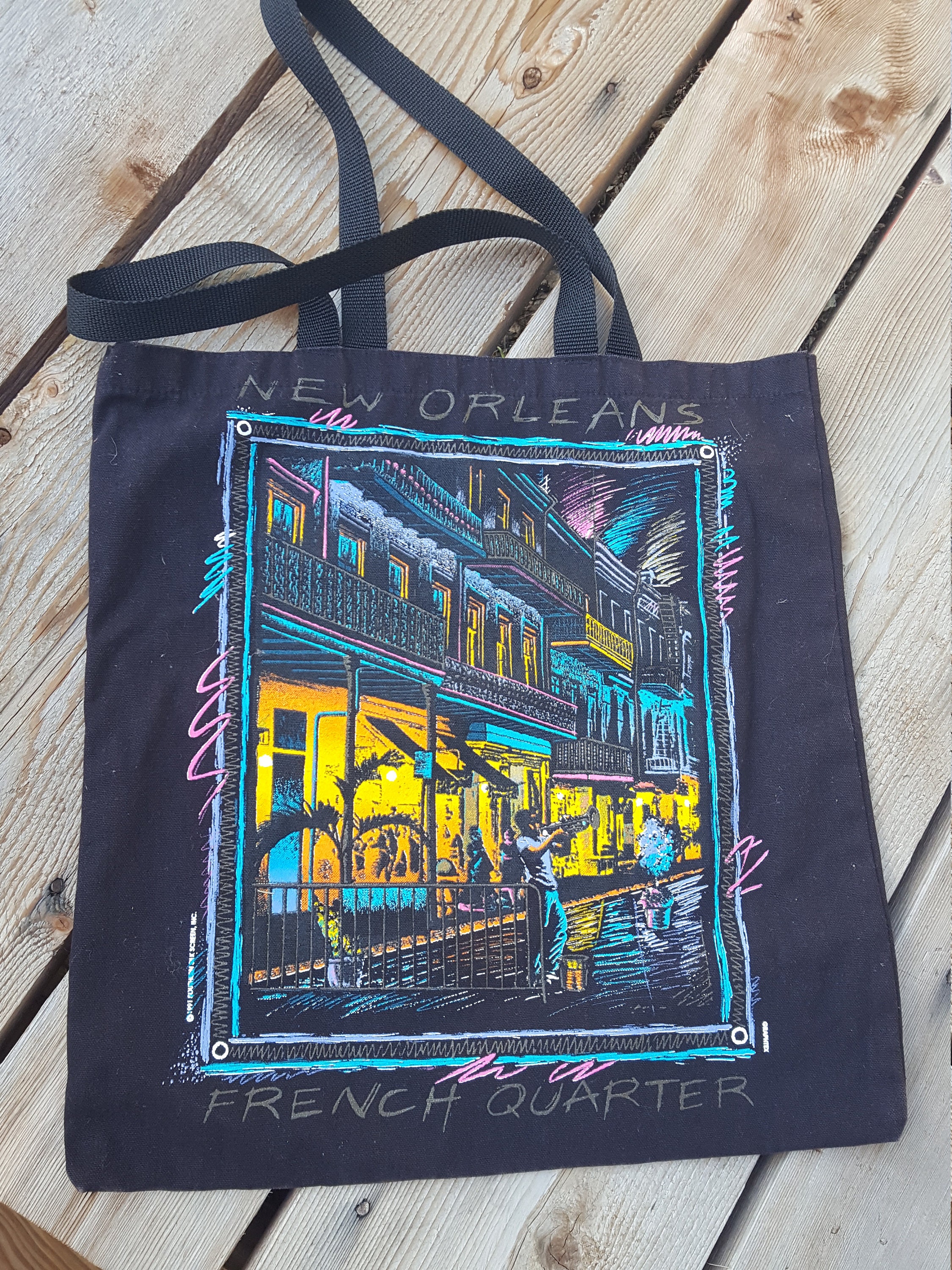 VINTAGE Tote Bag / French Quarter Louisiana /Tote Travel Souvenir Bag