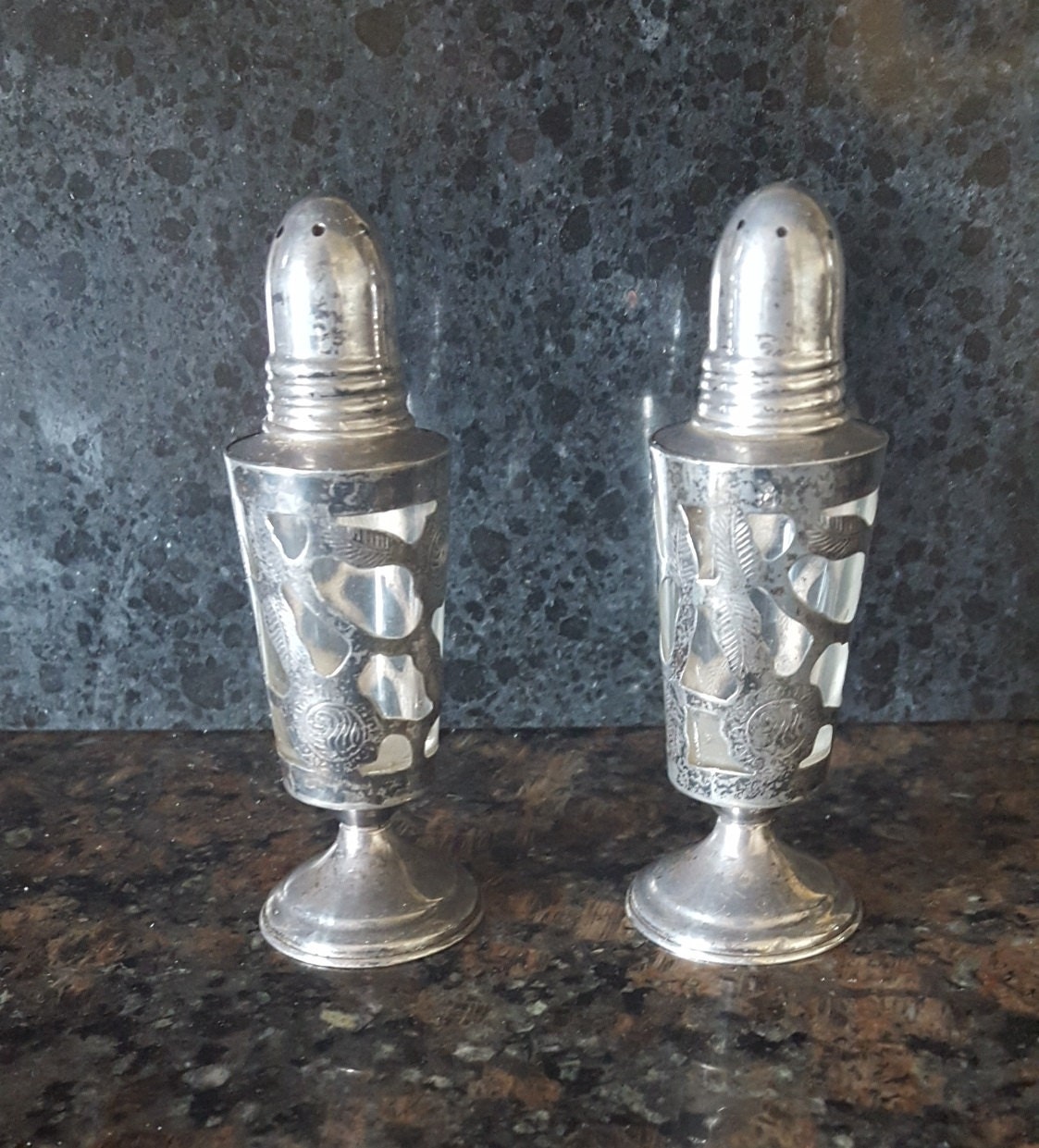 Vintage 925 Sterling Silver Salt & Pepper Shakers /MS 925 / Sterling