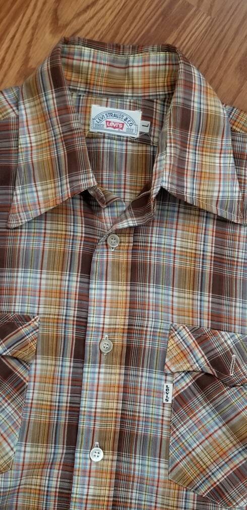 Vintage Levi's Wide Collar Shirt / Plaid Western Unisex Shirt ...