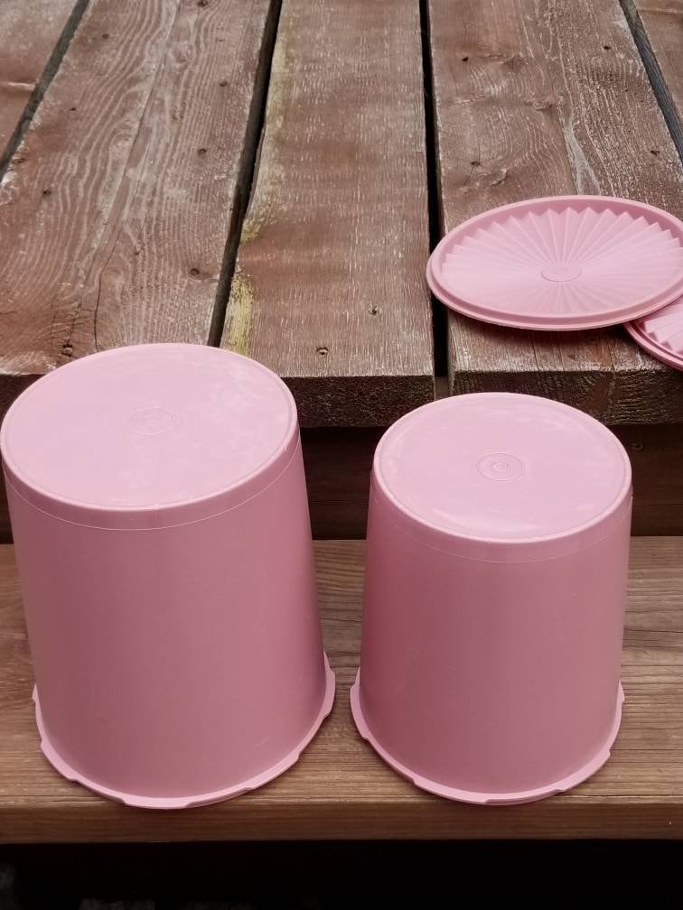 Vintage Pink Tupperware Canisters 