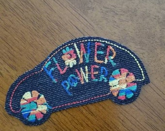 Flower Power Patch / Embroidered Patch / Iron On Hat Patch / Love Bug Patch / Hippie Patch / VW patch / Cap Jacket Clothing Patch