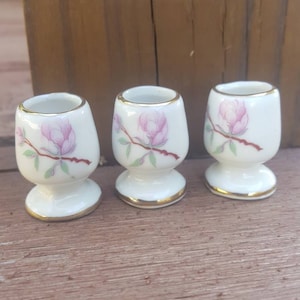 Vintage Miniature Goblets / Dollhouse Porcelain Goblets / Rose pattern Mini