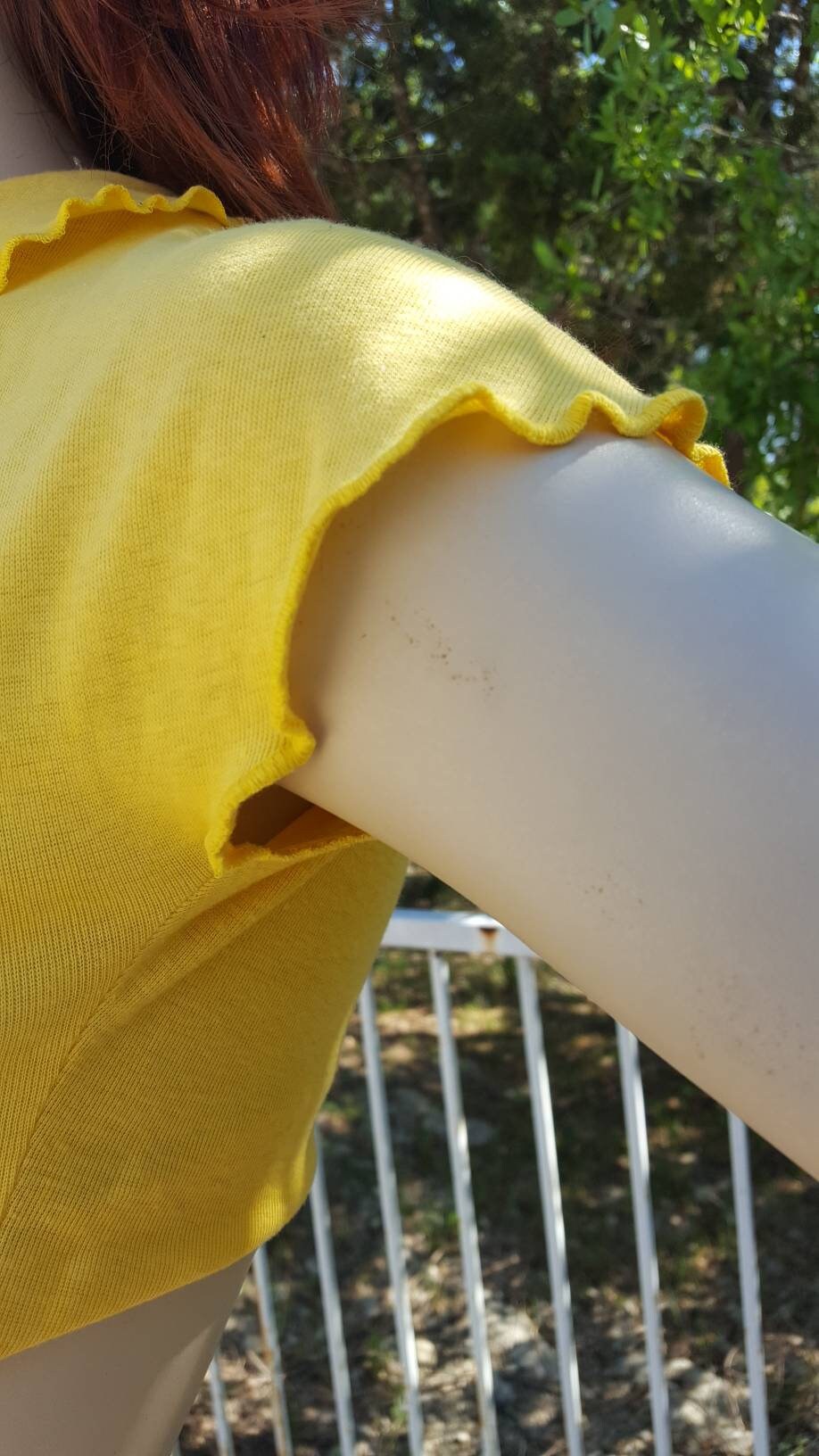 Vintage Yellow Crop Top / TShirt Crop / Rockabilly / 80's Blouse