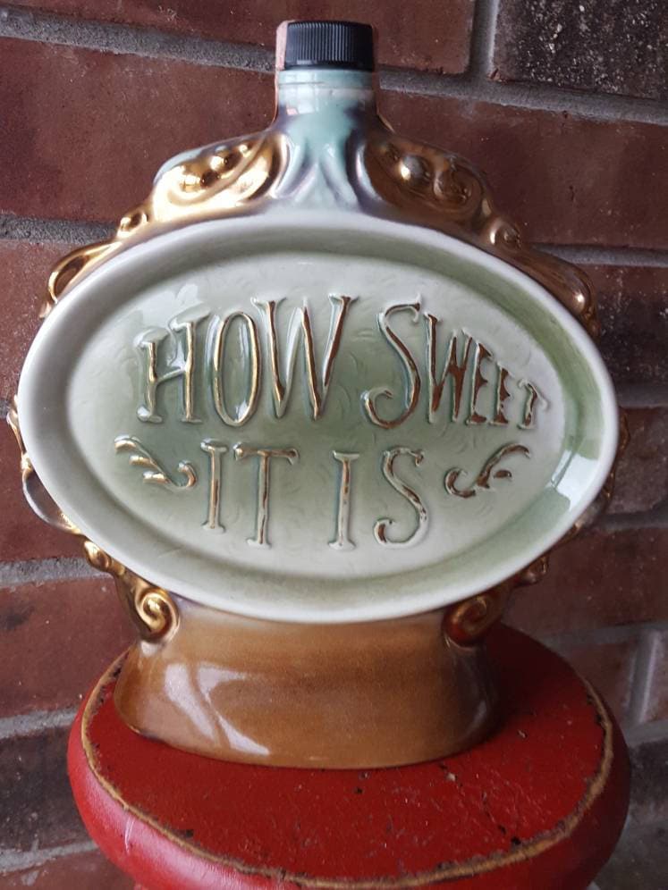 Vintage Jim Beam Are You A Turtle Whiskey Decanter, Bar Decor, Man Cave Jug, How Sweet It Is