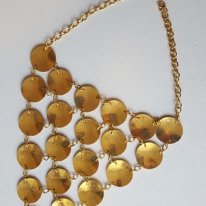 VINTAGE Gold Tone Bib Necklace / Gypsy Jewelry / Chandelier Necklace image 4