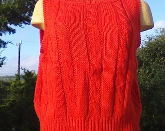 Liz Claiborne Knit Sweater Vest-Orange / Vintage Clothing  / Retro Clothing