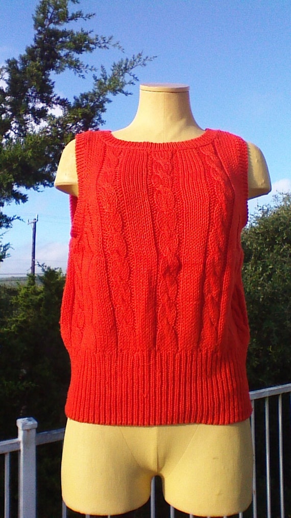Liz Claiborne Knit Sweater Vest-Orange / Vintage C