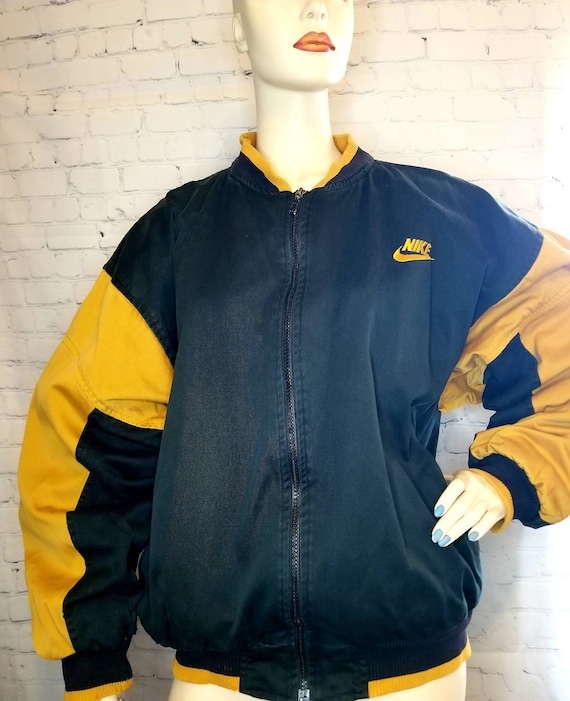 Vintage NIKE Varsity Jacket / Black Yellow and Purple Vintage NIKE Varsity Jacket / Black Yellow and Purple