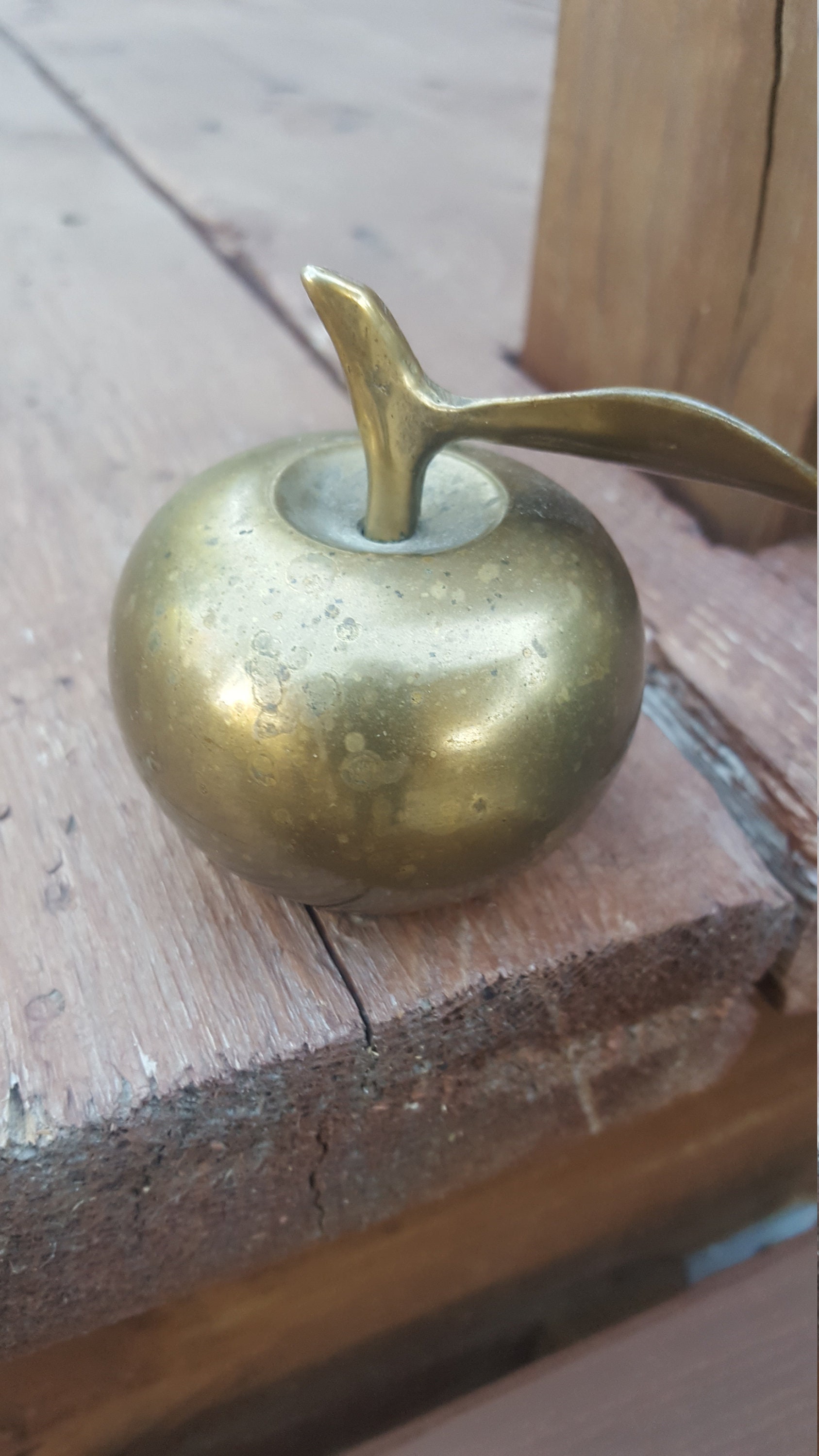 Vintage Brass Apple Bell / Teacher Gift / Brass Bell / 1970's Apple