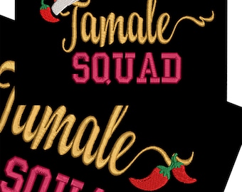 TAMALE SQUAD Aprons / Tamalada / Tamale Team Aprons / Embroidered Aprons / Hot Tamales / Santa Hat Apron / Chili Peppers Apron