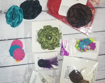 Hair Bow Supplies / Fabric Flowers and Hair clips Findings / Card Making Supplies / Felt Buttons