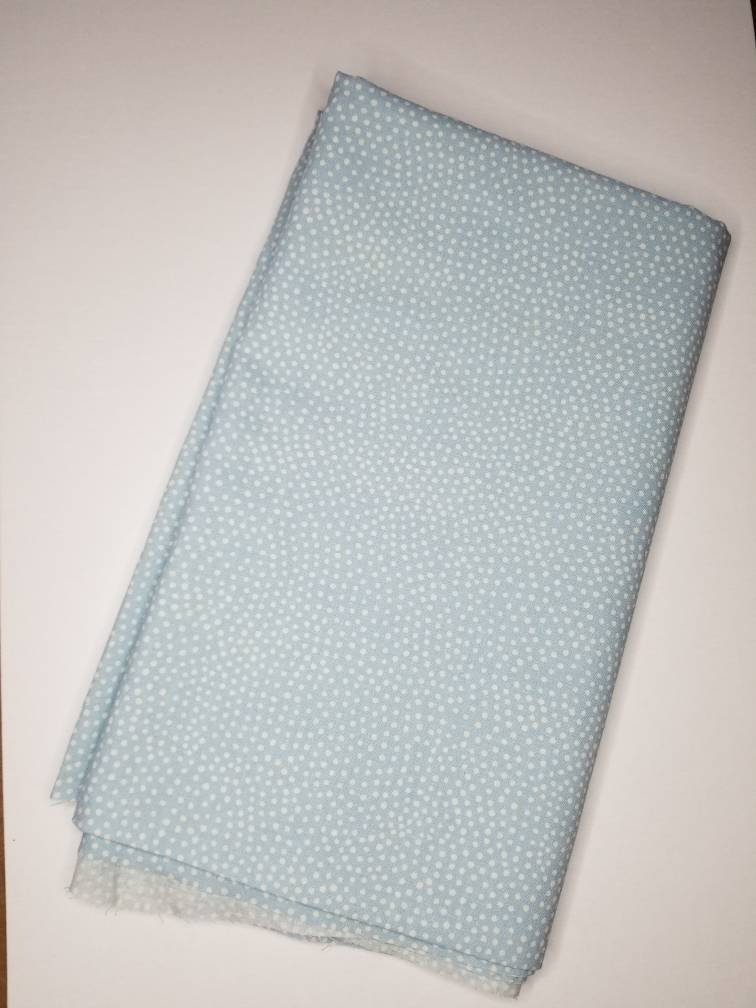 Vintage Baby Blue Dot Fabric / By the Yard