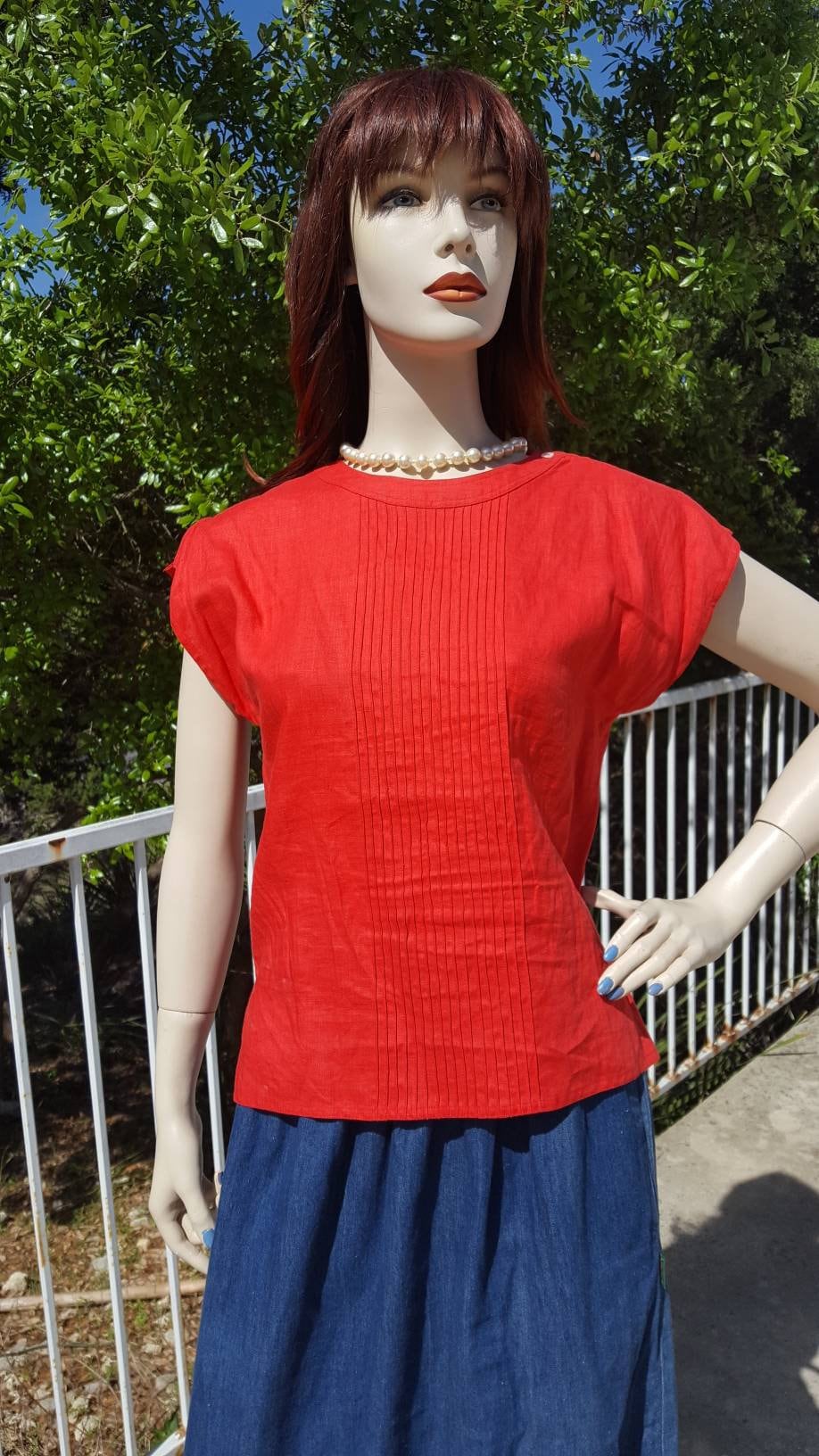 Vintage Liz Claiborne Red Top / Summer Red Crop Top / Vintage Clothing