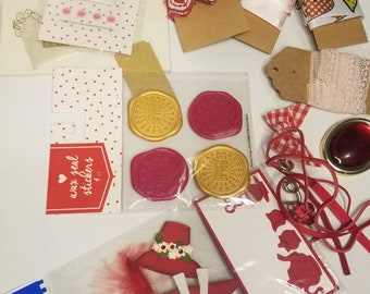 Valentine's Day Craft Kit / Mixed Media Valentine's junk Journal Supplies / Card Making / Kids Crafts