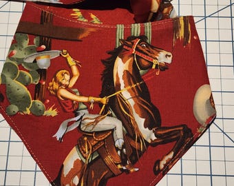 Reversible Dog Bandana / Cowboy Pet Neckwear / Rodeo Bandana