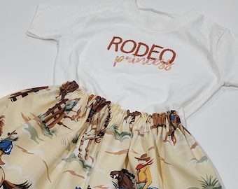 Toddler Rodeo Skirt / Rockabilly Girls Cowboy Clothing / Western Wear for Children's / Embroidered Rodeo Princess