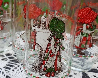 Vintage Holly Hobby Coca Cola Drinking Glasses / Coke Memorabilia /  collectible / Time for Christmas / Christmas Glasses