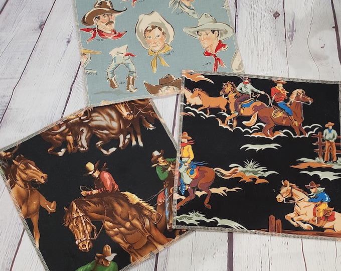 Vintage 70s Cowboy Cotton Bandana Handkerchief 21 X 21 Inches Saddleman ...