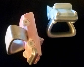Car Napkin Rings / Pink and Blue Convertible Napkin Holders / 50's Decor / Diner Decor