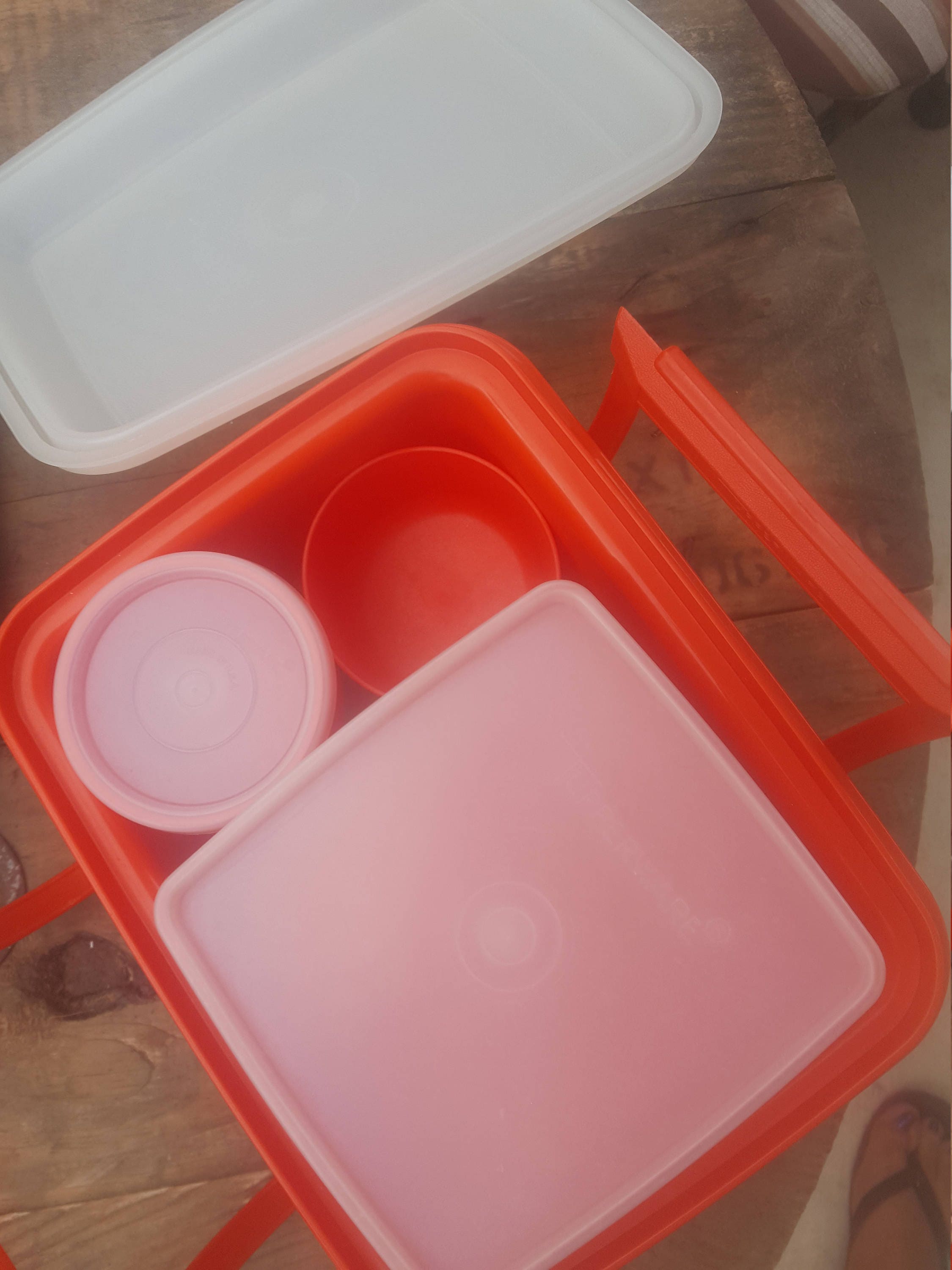 Vintage Red Tupperware Lunchbox, Food Storage Container, School