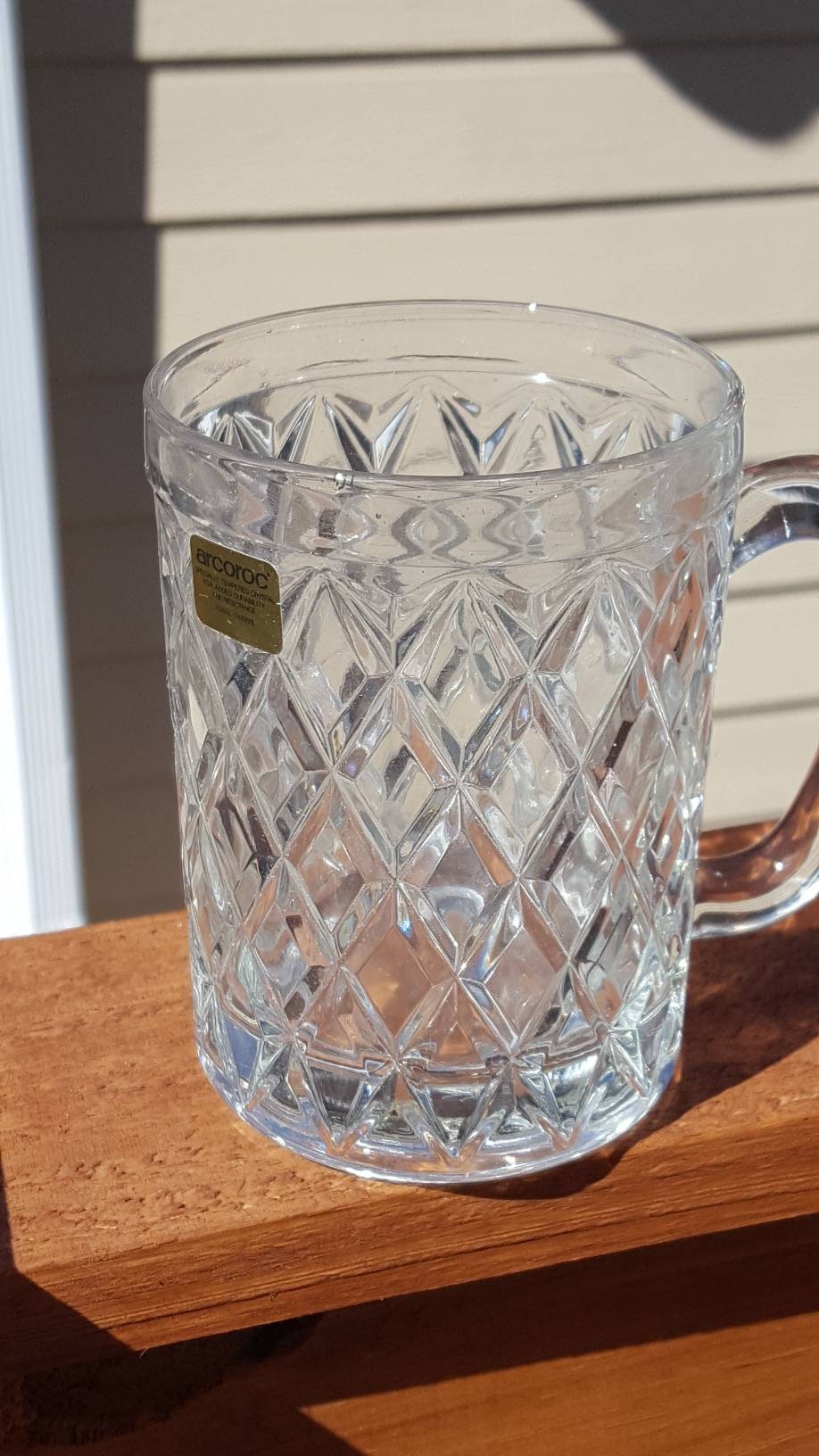 Paul Sebastian Clear Lead Crystal Coffee Tea Cup Mug Glass DIAMOND/FAN  Pattern