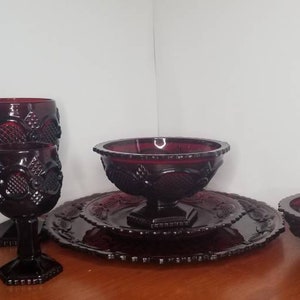 Avon Ruby Cape Cod Dining Dishes / Cape Cod Replacements / Cranberry Dinnerware / Serving Bowls / Tray / Vintage Ruby Red Glassware
