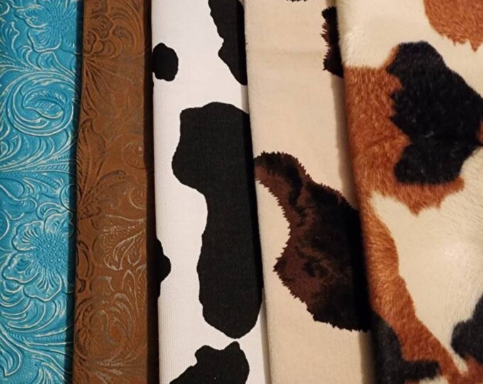 Western/cowboy Fabric Bundle / Embossed Faux Leather/ Cow Print