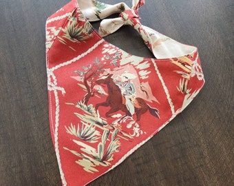 Reversible Dog Bandana / Cowboy Pet Neckwear / Rodeo Bandana