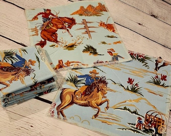 Cloth Napkins / Healthy Planet Zero Waste Reusable Towels / Cowboy Lunch Box / Little Cowboy Wipes / 25 count