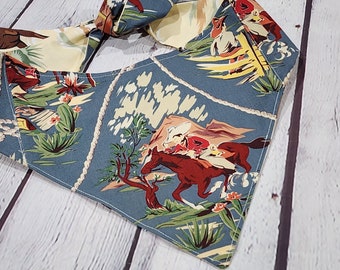 Reversible Dog Bandana / Cowboy Pet Neckwear / Rodeo Bandana