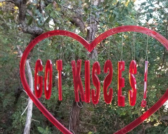 Valentine's Heart Mobile / I Love You Wind Chime / Home Decor / Got Kisses Heart Mobile