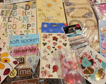 Scrapbook Junk Journal Stickers and Tags / Valentine's Day Supplies. / Cardmaking