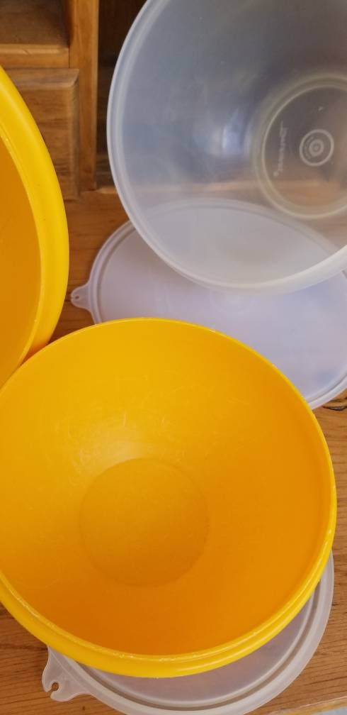 Vintage Tupperware Bowls / 12 inch Bowl / Green / Yellow / Clear Serving  Bowls / Tupperware / Replacements