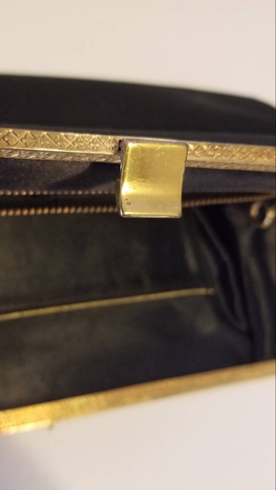 Vintage Lewis Black Clutch with Kiss Lock Clasp /… - image 2