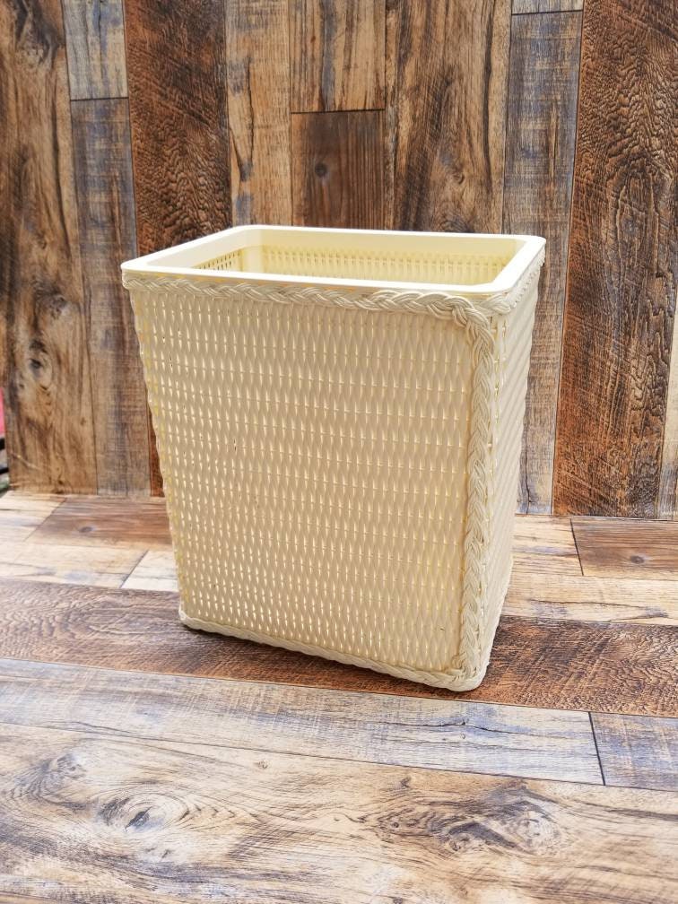 Wicker waste basket deals