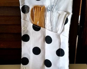 Travel Bag / Bamboo Cutlery / Stainless Steel Straw / Eco friendly Reusable / Polka Dot Wet Dry Pouch / Utensil Holder / reusable / gift set