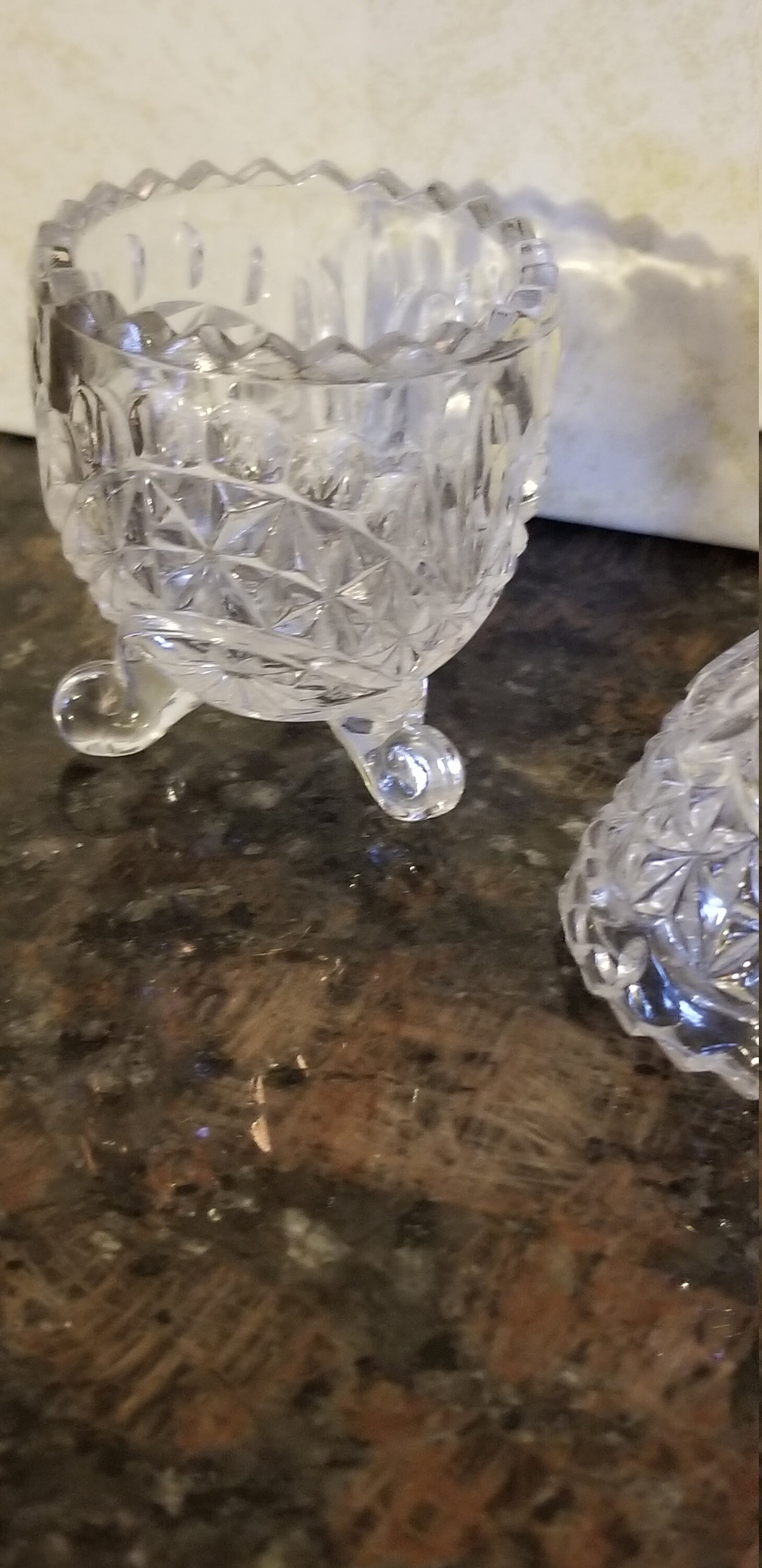 Vintage Cut Glass Egg Holder / Glass Bird Pedestal / Art Glass / Decor