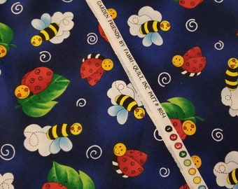 Garden Friends By Fabri Quilt Fabric 34inch by 43inch / Ladybug Bumblebee Fabric / Pattern 8054